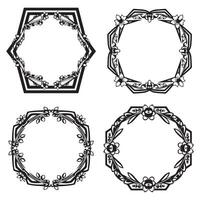 Rustic Edge Floral Borders Decorative Frames Set vector