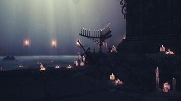 CGI Mysterious atmosphere created by candles in a dimly lit chamber video