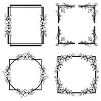 Unique Minimalist Abstract Art Deco Floral Frames Retro Decorative Borders Collection vector