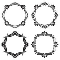 Geometric Motif Floral Borders Decorative Frame Collection vector