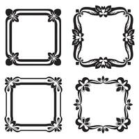 Art Deco Line Floral Borders Decorative Frame Element Set vector