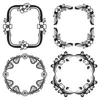 Rustic Edge Floral Borders Decorative Frames vector
