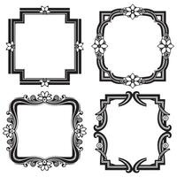 Serene Outline Floral Borders Decorative Frames vector