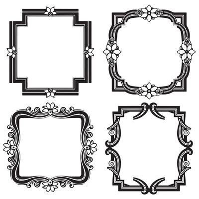 Serene Outline Floral Borders Decorative Frames