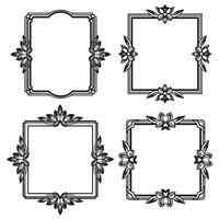 Sophisticated Stem Floral Borders Decorative Frame Art vector