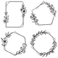 Elegant Floral Frames Decorative Border Bundle Set vector