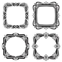 Symmetrical Floral Borders Balanced Decorative Frames Set vector