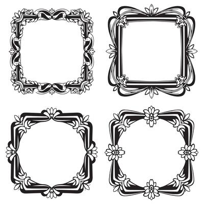 Symmetrical Floral Borders Balanced Decorative Frames Set