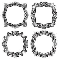 Abstract Pattern Floral Borders Decorative Frame Outline vector