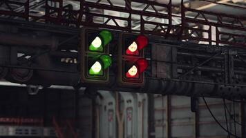 CGI Daytime urban traffic lights showing green and red signals video