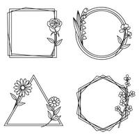 Geometric Abstract Floral Borders Decorative Frames Collection vector