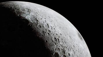 CGI Bright surface of the moon with craters and shadows captured in detail video