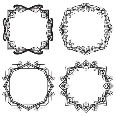 Classic Square Floral Frames Decorative Borders