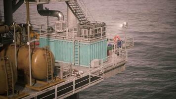CGI Oil rig structure with equipment and working area over the ocean video