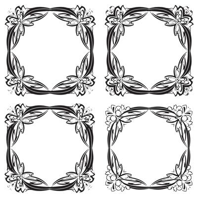 Botanical Floral Borders Nature Inspired Decorative Frames Set