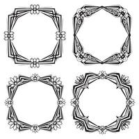Victorian Scroll Floral Borders Decorative Frames Set vector
