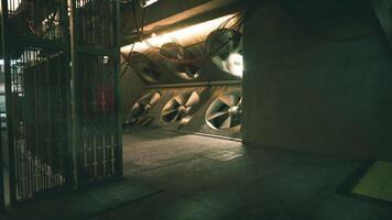CGI Industrial ventilation system in a dark, spacious facility with large fans video