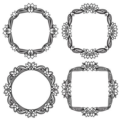 Sophisticated Stem Floral Frames Decorative Borders Collection