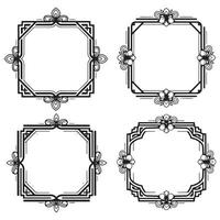 Timeless Line Floral Frames Decorative Borders Set vector