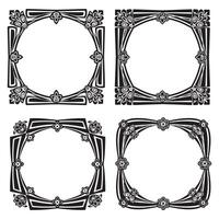 Geometric Motif Floral Borders Decorative Frames vector