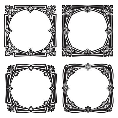 Geometric Motif Floral Borders Decorative Frames