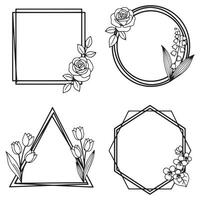 Symmetrical Design Floral Borders Decorative Frames Collection vector