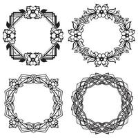Sophisticated Stem Floral Borders Decorative Frame Art Set vector