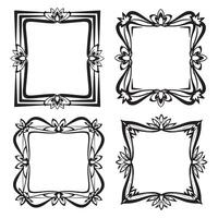 Artistic Floral Frames Expressive Decorative Patterns Set vector