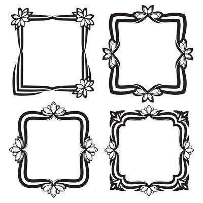 Hand Drawn Floral Borders Artistic Decorative Frames Set