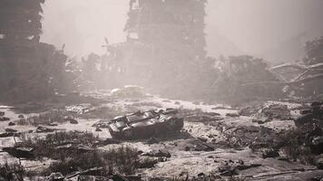 CGI Abandoned vehicle in a desolate urban landscape after destruction video