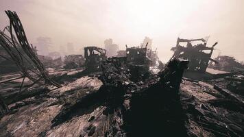 CGI Desolate landscape of abandoned buildings after a destructive event video