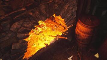 CGI Historic old forge with glowing embers and tools ready for craftsmanship video