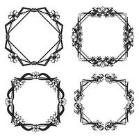 Captivating Frame Floral Borders Decorative Panel Sketch Set vector