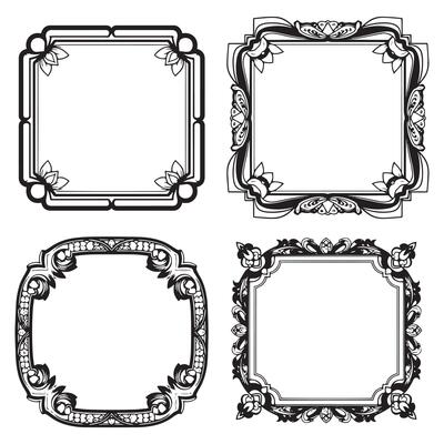 Artistic Summer Floral Borders Decorative Frames Set