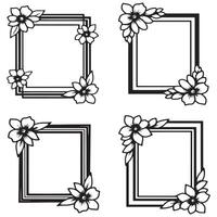 Abstract Floral Frames Creative Decorative Silhouettes Set vector