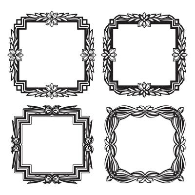 Intricate Floral Frames Detailed Decorative Borders Set