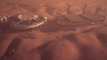 CGI Mars colony showcases advanced structures in a red dust landscape video