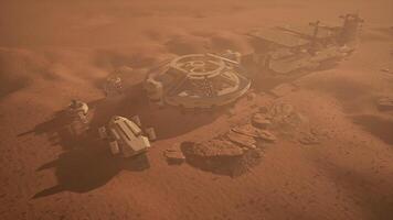 CGI Mars colony base with rovers and structures under a dusty atmosphere video
