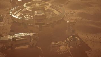 CGI Mars colony under construction with futuristic architecture and equipment video