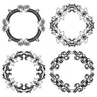 Symmetrical Floral Frames Balanced Decorative Borders Set vector