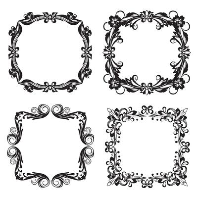 Illustrative Flourish Floral Frames Decorative Border Sketch Collection
