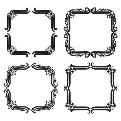 Rustic Floral Frames Quaint Decorative Borders Set