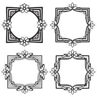 Geometric Motif Floral Frames Decorative Edge Design Set vector