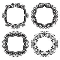 Symmetrical Design Floral Borders Decorative Line Pattern Set vector