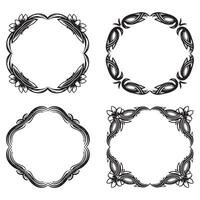 Geometric Floral Frames Structured Decorative Borders Set vector