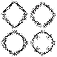 Geometric Floral Borders Abstract Decorative Frames Set vector