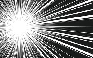 Radial speed lines background for comic books. Monochrome explosion background. vector
