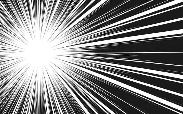 Radial speed lines background for comic books. Monochrome explosion background.