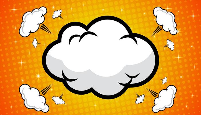 Blank comic cartoon pop art background with cloud