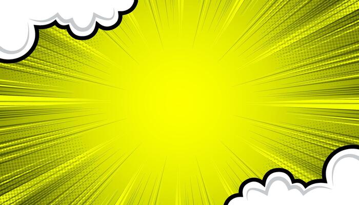 Bright pop art comic sunset background with halftone colors and cute clouds .